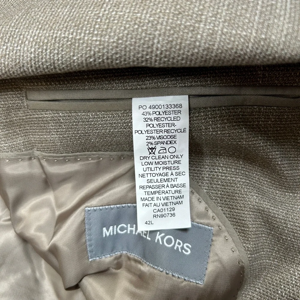 Michael Kors Kent Tan Sport Coat‎ Mens 42L 42 Classic-Fit $295 NEW